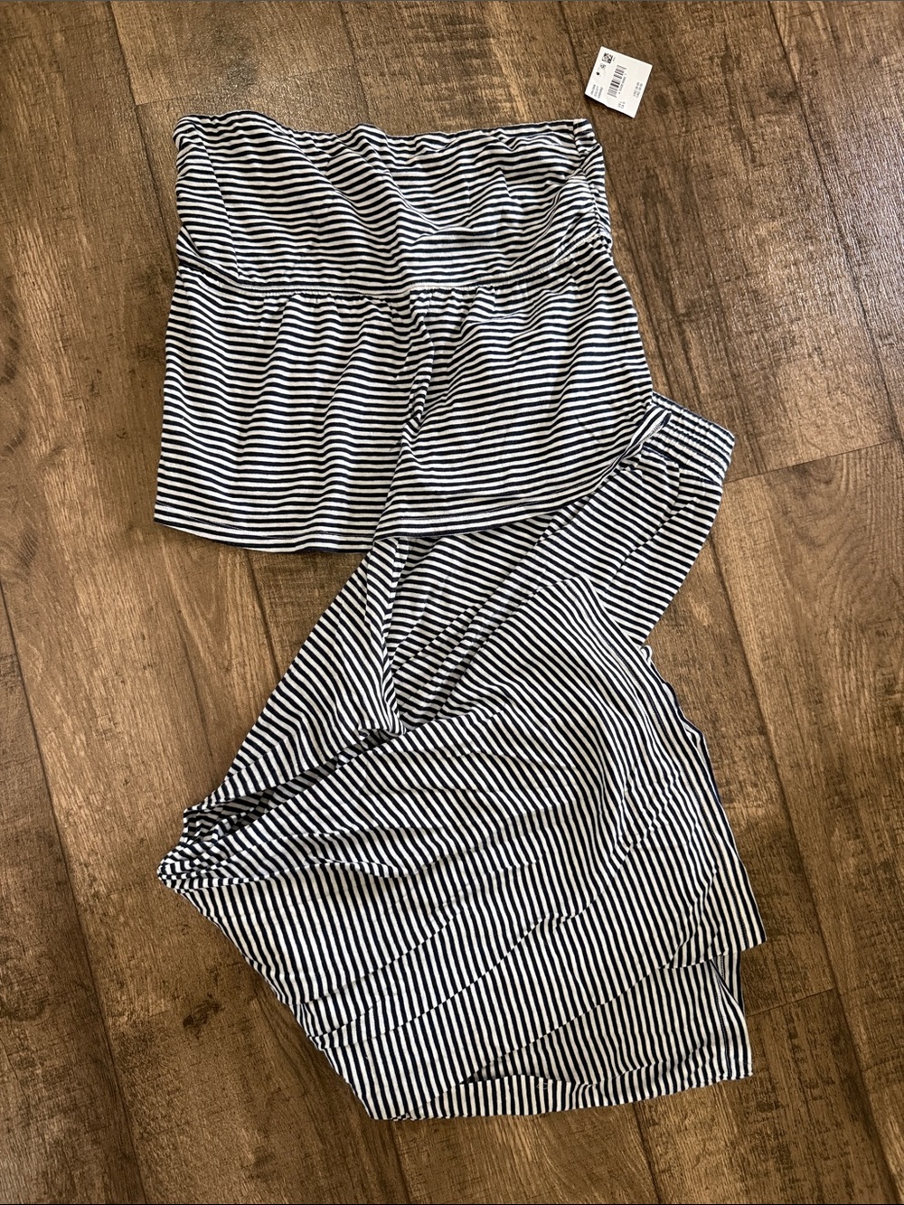 aerie Black & White Striped Knit Skirt